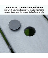 Streamdale Furniture Modern Hdpe Weather-Resistant Outdoor Dining Table with Umbrella Hole