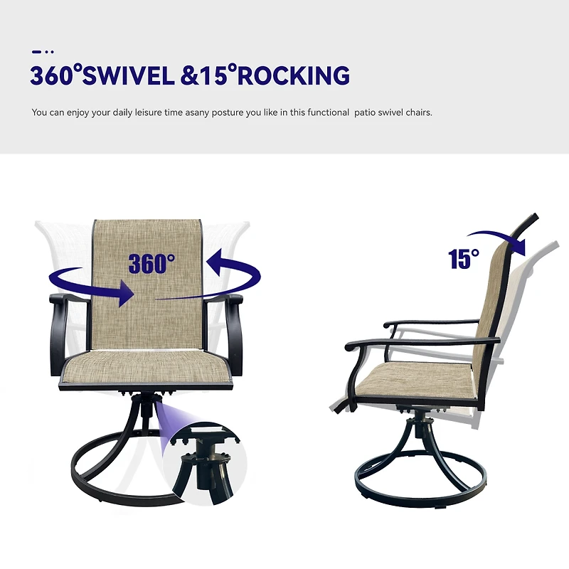Streamdale Furniture 2-Piece Outdoor Swivel Textilene Patio Dining Chairs