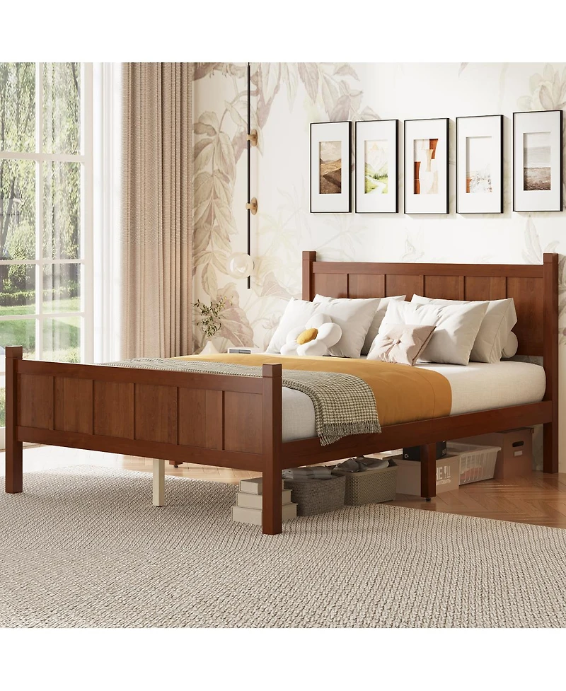 Streamdale Furniture Minimalist Modern Full Size Platform Bed with Wood Grain Finish