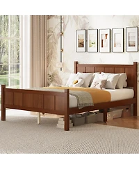 Streamdale Furniture Minimalist Modern Full Size Platform Bed with Wood Grain Finish