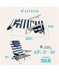 Ostrich The Lightweight Backpacker Portable Reclining Beach Camping Chair Stripe