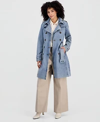 Steve Madden Women's Double-Breasted Denim Trench Coat