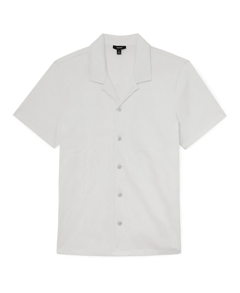 Reiss Men's Aleo Textured-Wave Cuban-Collar Shirt