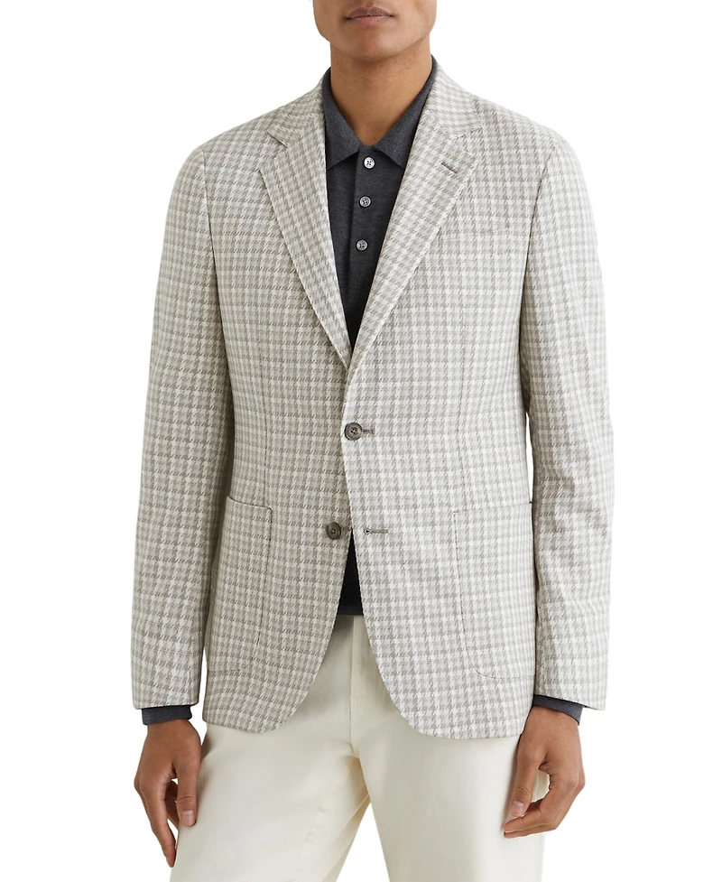 Reiss Men's Canty Tailored-Fit Houndstooth Single-Breasted Blazer
