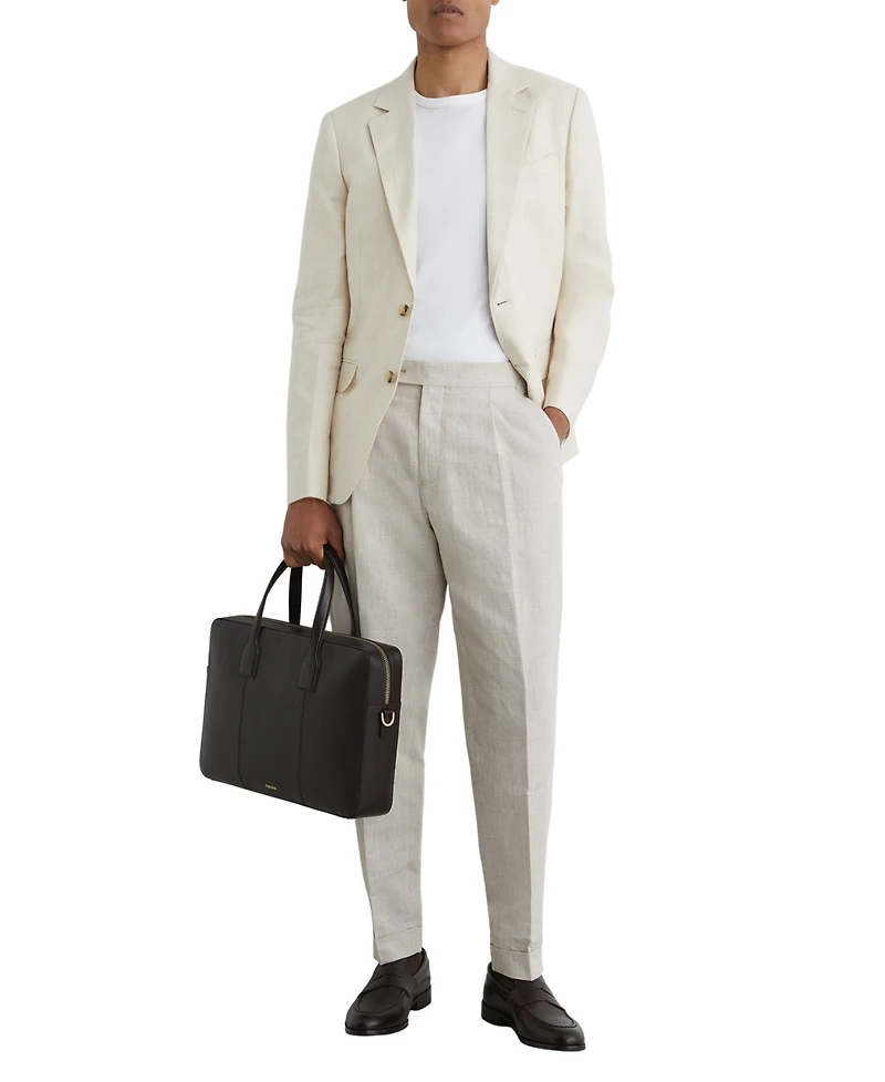 Reiss Men's Finch Linen-Cotton Check Tapered Pants