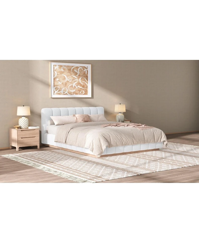 Streamdale Furniture Queen Size Boucle Upholstered Platform Bed Frame