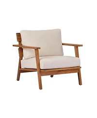 Streamdale Furniture Mid-Century Modern Acacia Wood Outdoor Club Chair with Cushions
