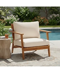 Streamdale Furniture Mid-Century Modern Acacia Wood Outdoor Club Chair with Cushions