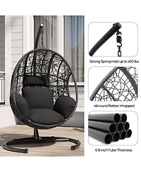 Streamdale Furniture 42" Extra Wide U-Base Hanging Egg Chair with Cushion and Waterproof Cover