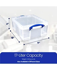 Really Useful Box 17L Plastic Storage Container w/Snap Lid & Clip Lock Handles