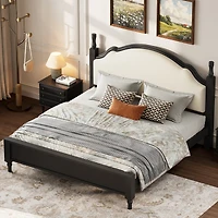 Streamdale Furniture Queen Wood Platform Bed with Upholstered Headboard