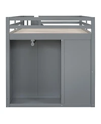 Streamdale Furniture Full Size Wood Loft Bed With Built-in Wardrobes, Cabinets and Drawers