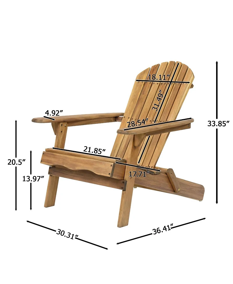 Streamdale Furniture Folding Wooden Adirondack Chair - Teak Finish Outdoor Patio Lounge Furniture