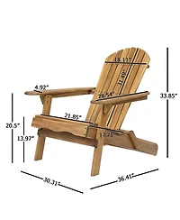 Streamdale Furniture Folding Wooden Adirondack Chair - Teak Finish Outdoor Patio Lounge Furniture