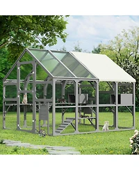 Streamdale Furniture Large Wooden Outdoor Catio With 7 Platforms And 2 Resting Boxes