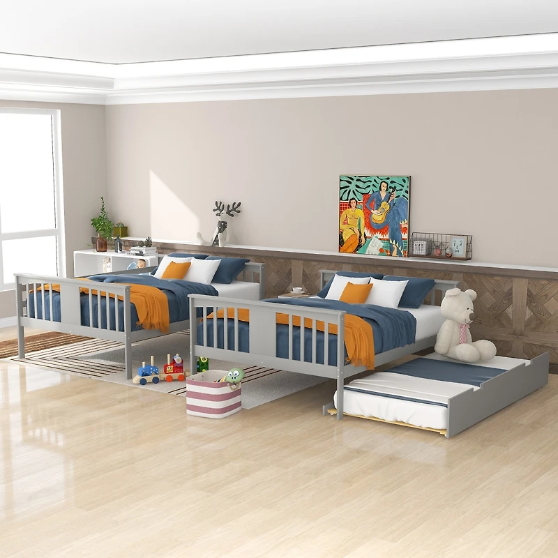 Streamdale Furniture Full over Full Bunk Bed with Twin Size Trundle and Ladder