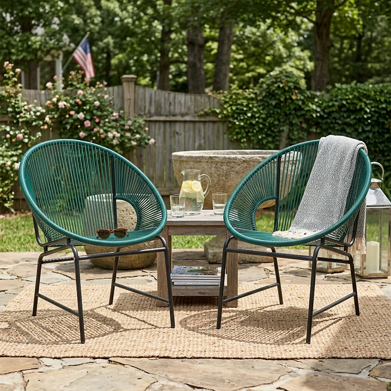 Streamdale Furniture Vibrant Teal Pe Rattan Outdoor Patio Chair with Durable Iron Frame