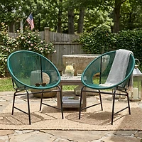 Streamdale Furniture Vibrant Teal Pe Rattan Outdoor Patio Chair with Durable Iron Frame