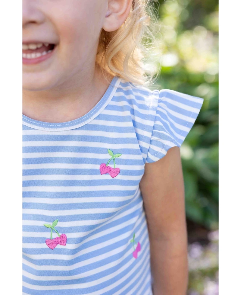 Florence Eiseman Toddler Girls Knit Short Set With Embroidered Heart Cherries