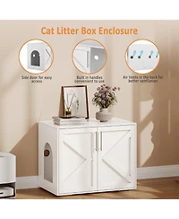 homfan Hidden Cat Litter Box Enclosure Furniture with Ventilation and Easy-Clean Doors, Multi-Use Tv Stand/Side Table/Coffee Table, Durable Wood
