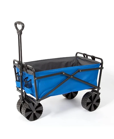 Seina 150lb Capacity Folding Steel Frame Outdoor Utility Wagon Cart, Blue/Gray