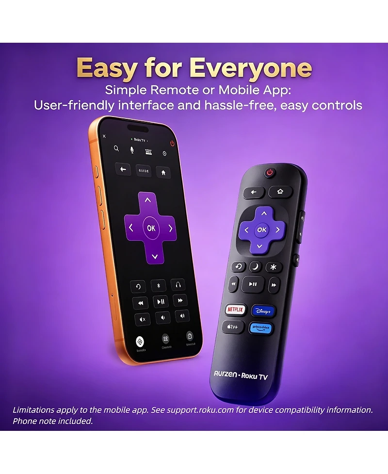 Aurzen Mini Portable Roku Tv Projector with Carrying Case, Roku Built-in, Usb-c Powered, Native 1080P, DoIby Audio, Auto Focus and Keystone