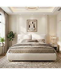 Streamdale Furniture Queen Size Upholstered Bed Frame With Removable Pillow Headboar