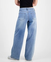 Madden Girl Juniors' 90s Wide-Leg Faded Star Jeans
