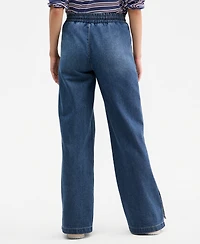 Madden Girl Juniors' High-Rise Wide-Leg Varsity Jeans