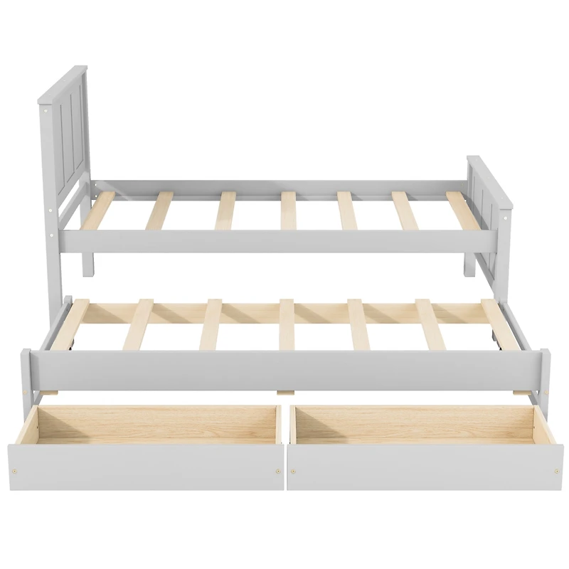 Streamdale Furniture Twin Size Platform Bed with Trundle and Drawers