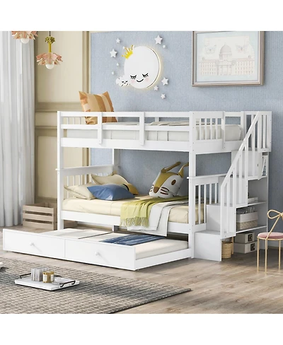 Streamdale Furniture Twin-Over-Twin Stairway Bunk Bed with Trundle