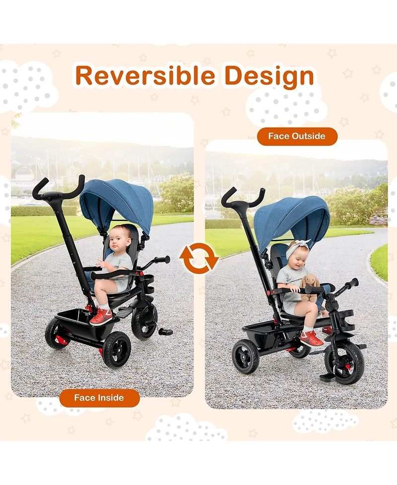 Costway Toddler 4-in-1 Tricycle Trike w/ Convertible Seat