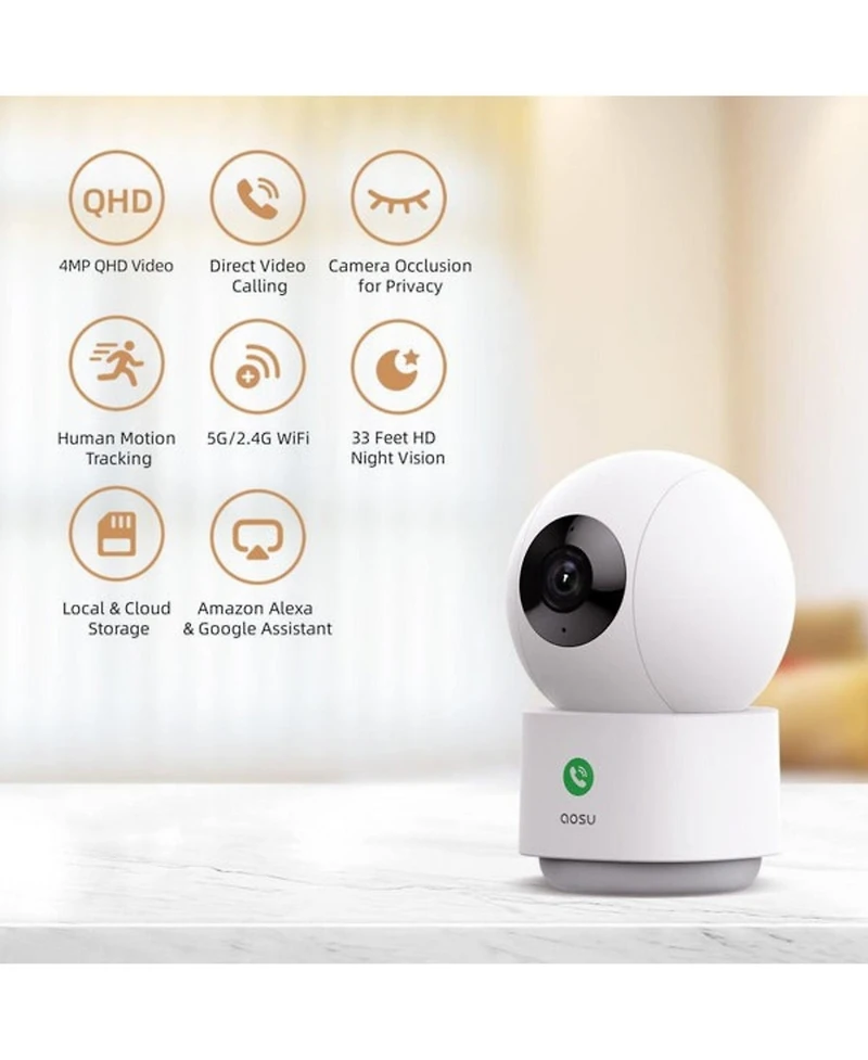 Aosu C2P 2.5k Security Camera Indoor 360-Degree Pan