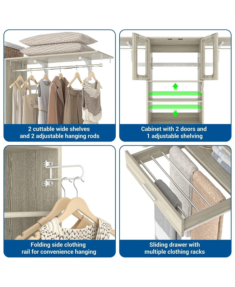 Aheaplus Laundry Room Storage Cabinet with Drying Rack and 2 Doors