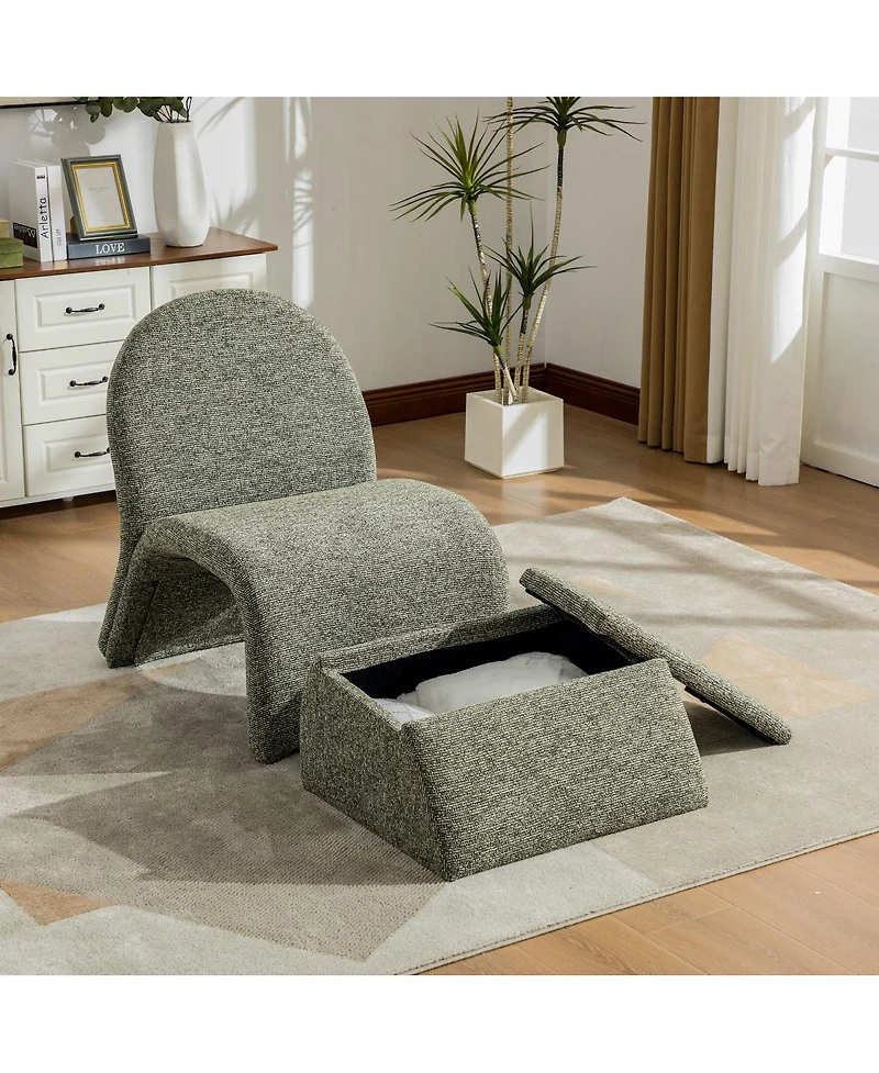 Streamdale Furniture Modern Upholstered Armless Chair with Storage Ottoman