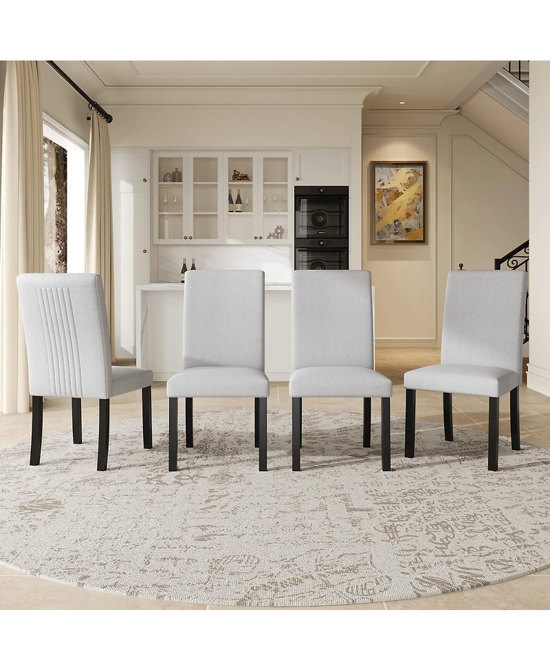 Streamdale Furniture Set of 4 Upholstered Fabric Dining Chairs with Wood Legs