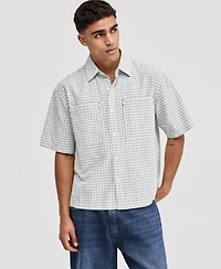 Mode of One Men's Plaid Seersucker Short-Sleeve Shirt, Macy's Exclusive