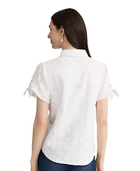 Jones New York Petite Button-Front Short-Sleeve Blouse