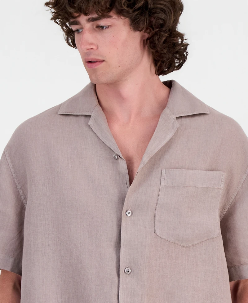 Hugo by Boss Men's Exolino Short-Sleeve Linen Shirt