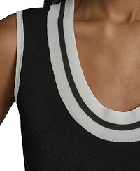 Karl Lagerfeld Paris Petite Scoop-Neck Sleeveless Knit Top with Contrast Trim