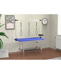 Streamdale Furniture 47 Inch Foldable Stainless Steel Dog Grooming Table with Adjustable Arms and Tray