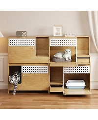 Streamdale Furniture 2-Piece Modern 2-in-1 Cat Litter Box Enclosure and Side Table Set