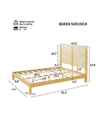 Streamdale Furniture Premium Solid Wood Platform Bed Frame with Slat Headboard
