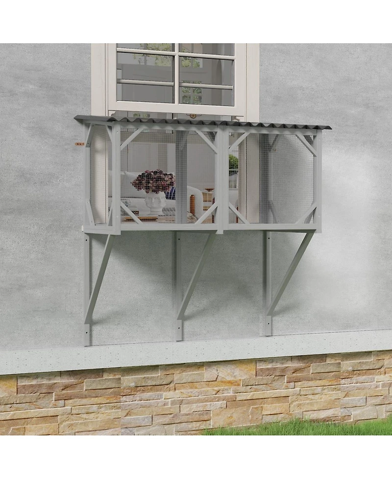 Streamdale Furniture Wooden Cat Window Perch for Large Indoor Cats - Sunbathing and Napping Hammock