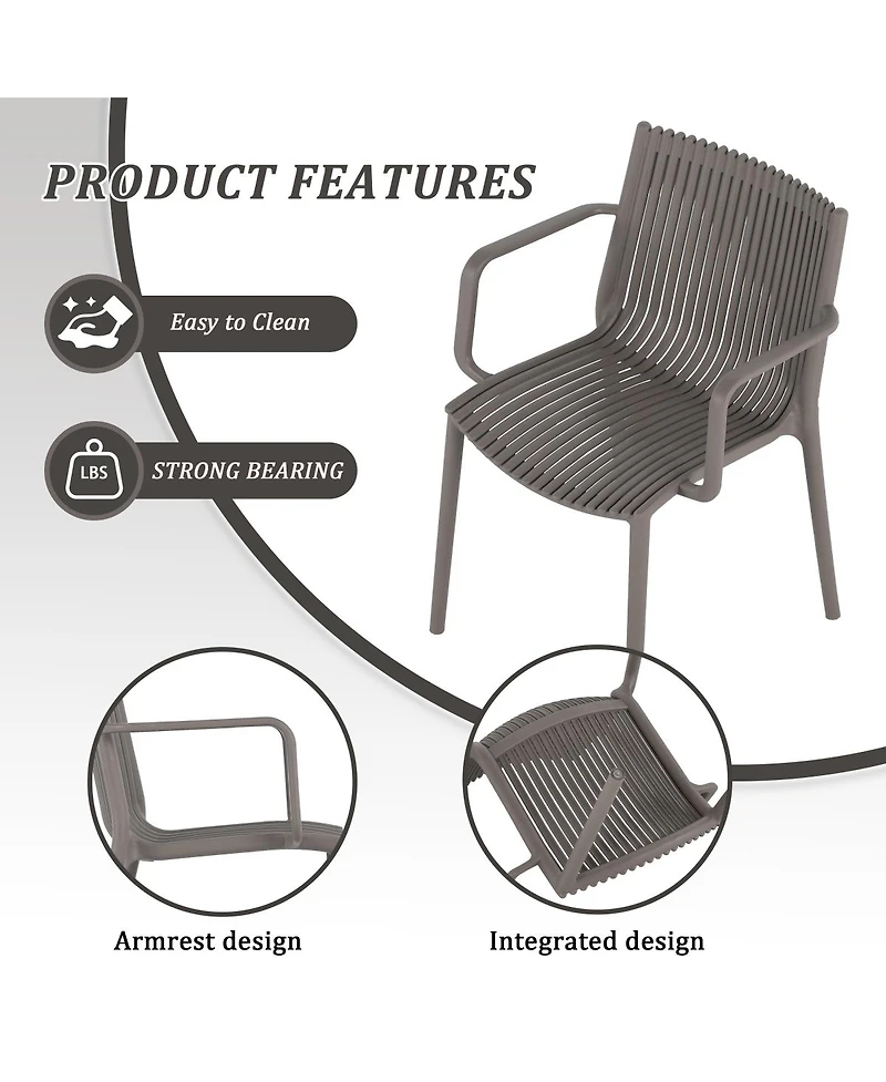Streamdale Furniture 4pc Warm Stackable Armchair and Modern Table Set