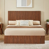 Streamdale Furniture Lift-Up Storage Bed Frame, Curved Wood Design