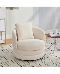 Streamdale Furniture Modern 360degree(s) Swivel Barrel Accent Chair with Pillow, Chenille