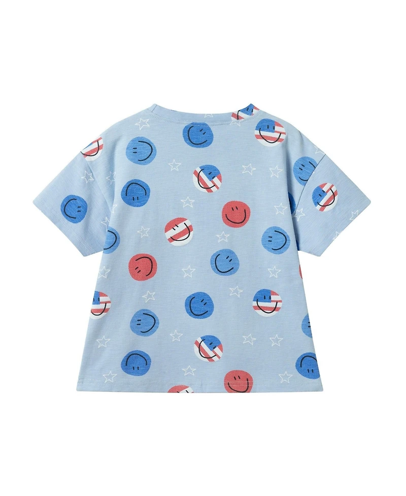 Andy and Evan Toddler Boys Patriotic Smiles Short Sleeve Tee