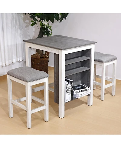 Streamdale Furniture 3-Piece Modern Farmhouse Counter Set with Storage