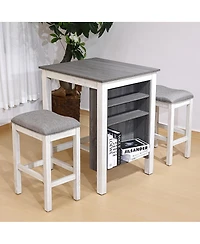 Streamdale Furniture 3-Piece Modern Farmhouse Counter Set with Storage
